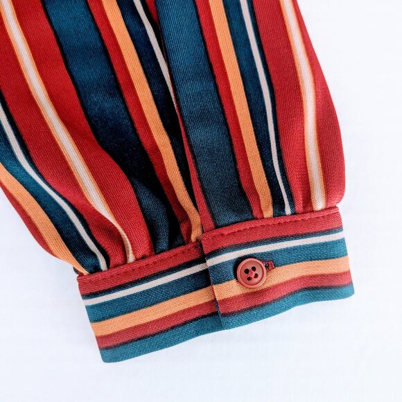 ANN TAYLOR Women's Long Sleeve V-Neck Blouse Top Size S Multi Stripe - Picture 5 of 7